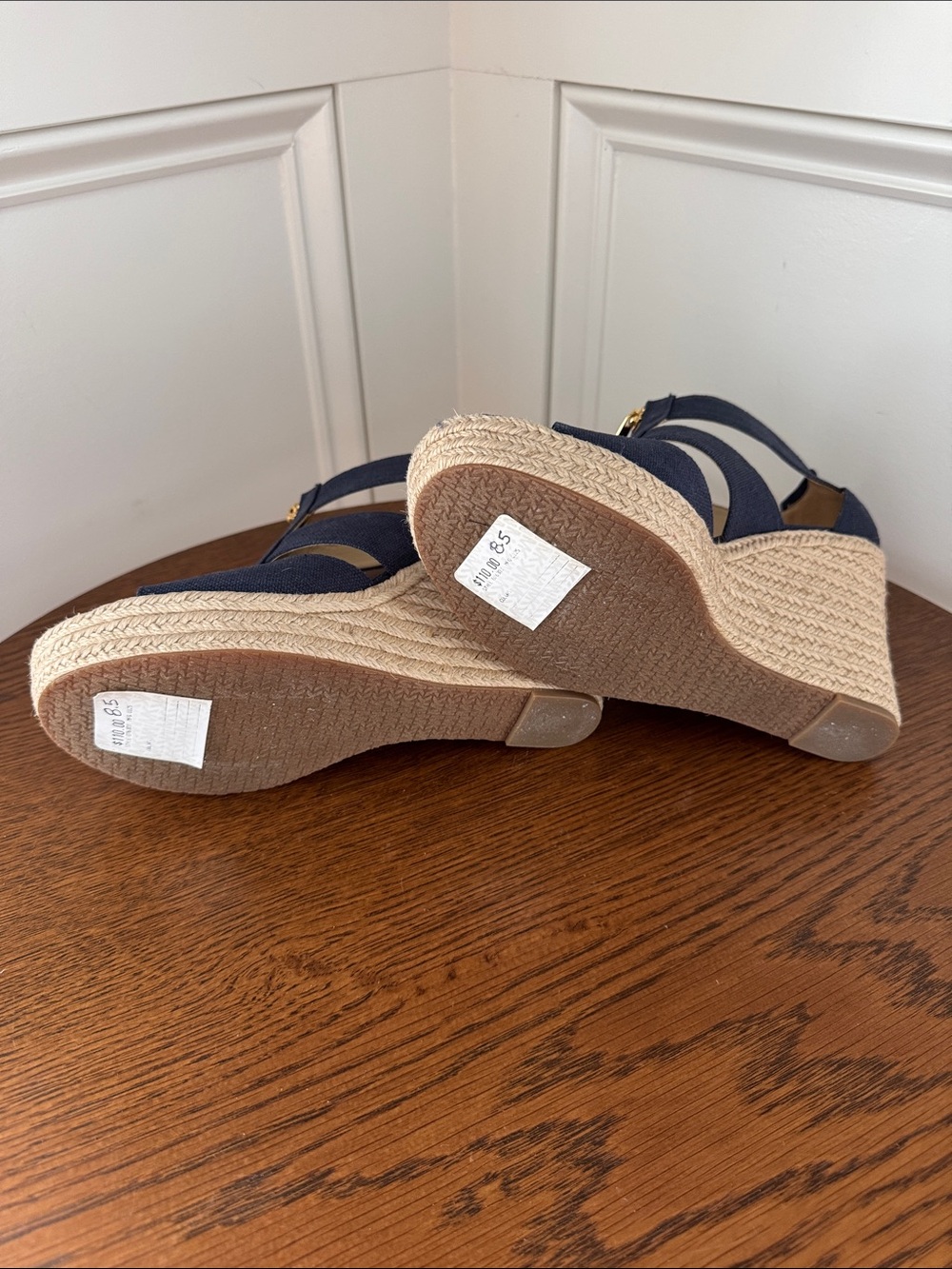 MICHAEL Michael Kors Navy Espadrille Wedge Sandals - Picture 4 of 6